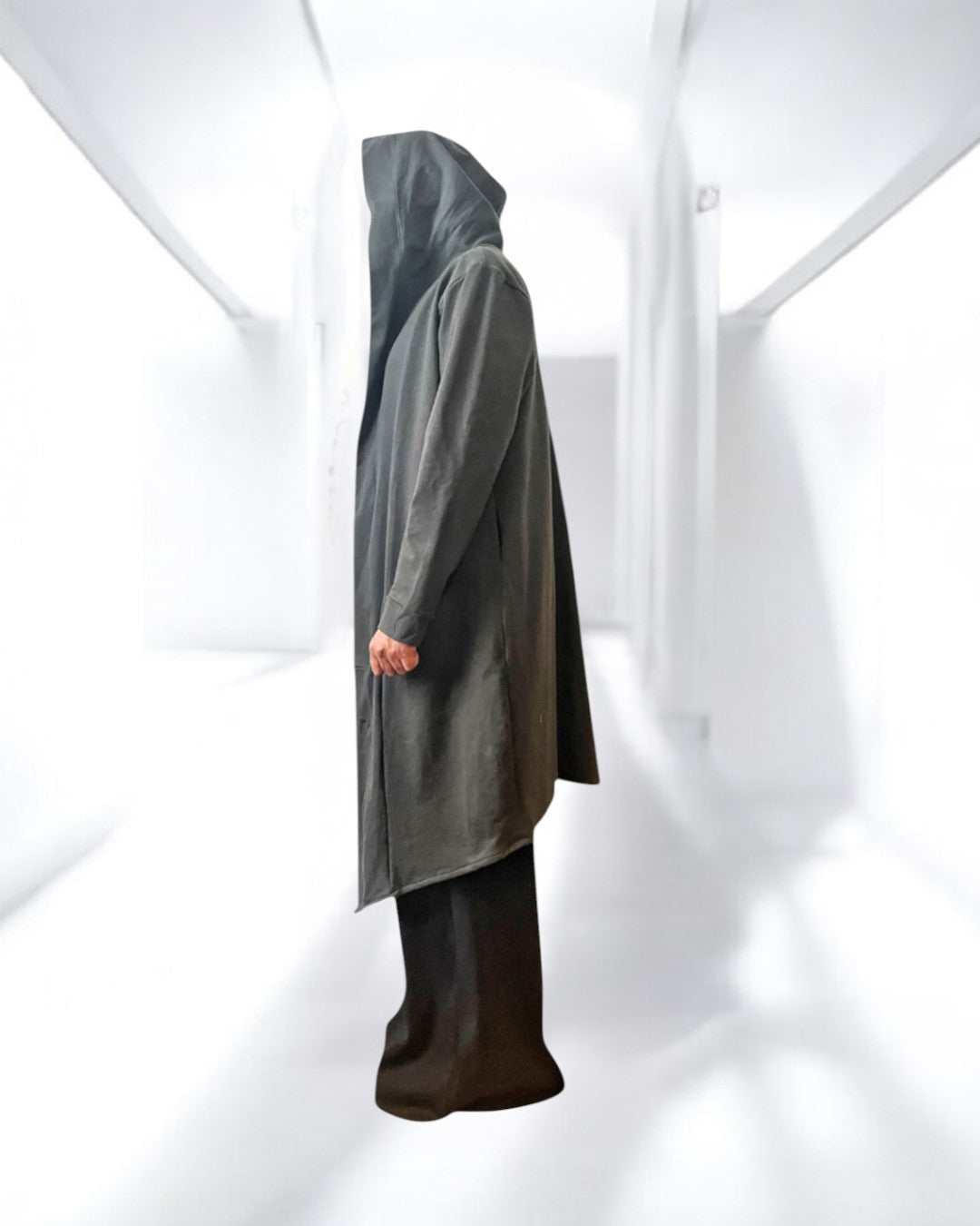 Hooded Cardigan Oversized Hood | Slate Gray Color Ponte Jersey | Heavy Weight Knit
