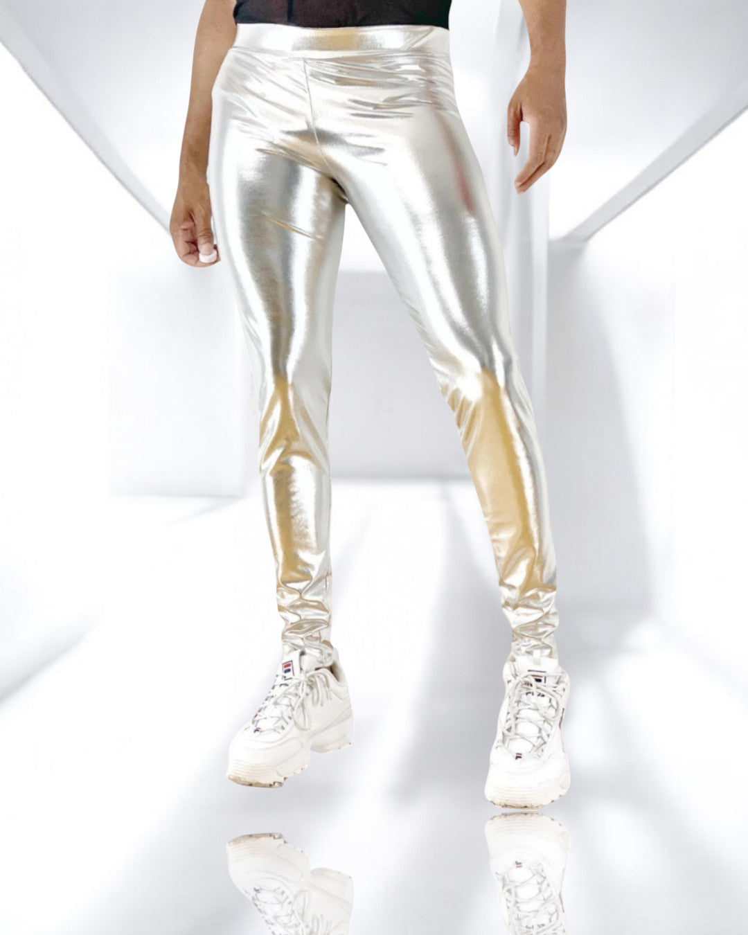 Metallic Legging | Coated Spandex | Silver | Unisex Mens