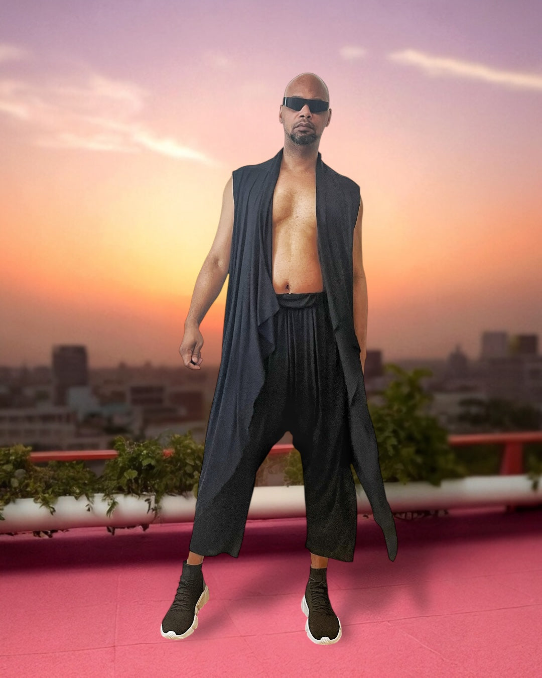 Men’s Drop Crotch Black Harem Pants | Futuristic Festival Pants | Urban Ninja Streetwear | Burning Man Outfit