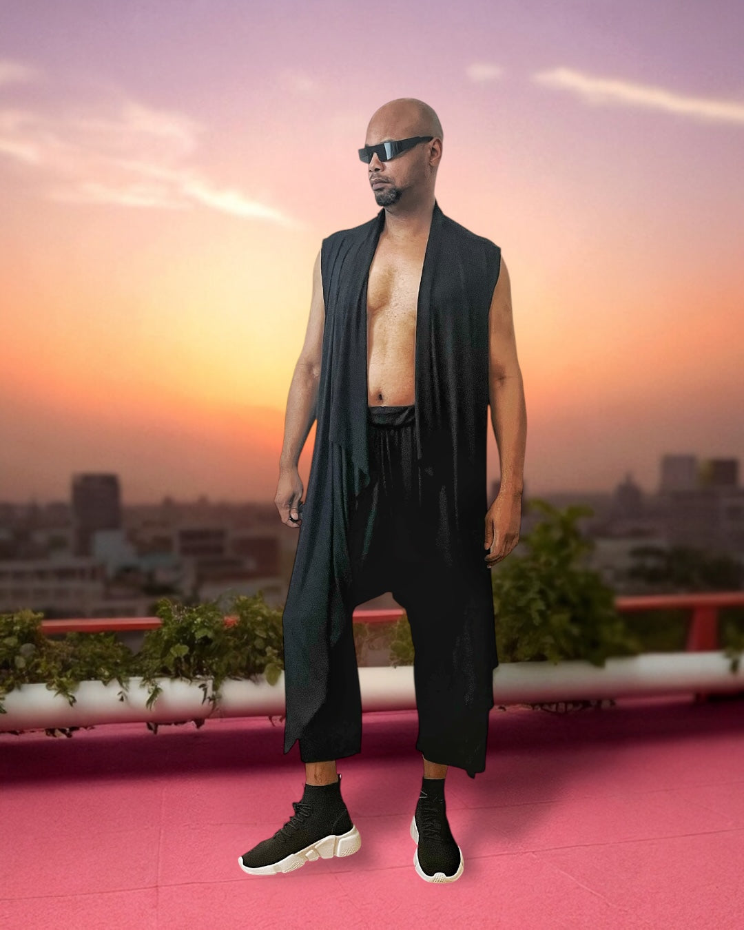 Men’s Drop Crotch Black Harem Pants | Futuristic Festival Pants | Urban Ninja Streetwear | Burning Man Outfit