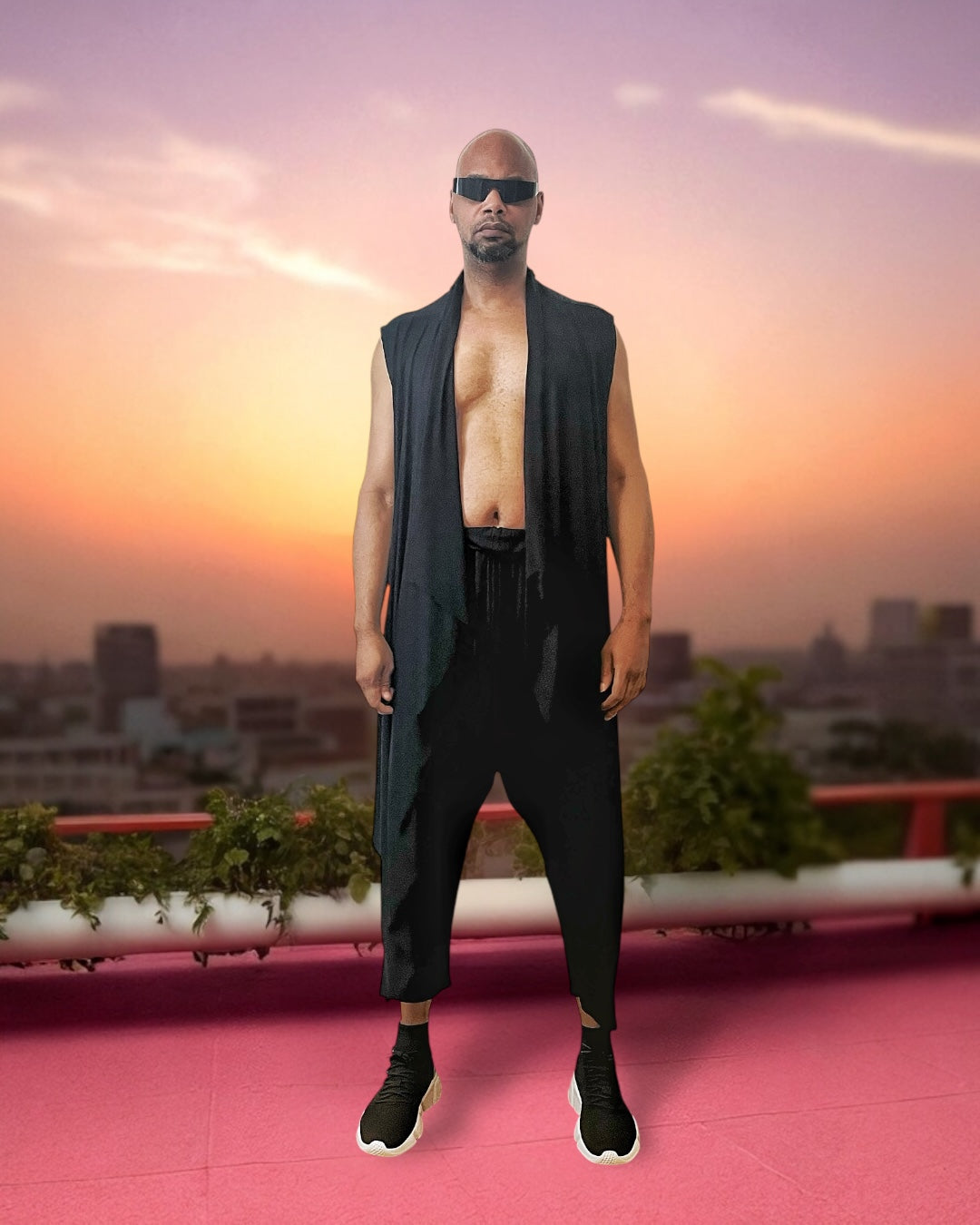 Men’s Drop Crotch Black Harem Pants | Futuristic Festival Pants | Urban Ninja Streetwear | Burning Man Outfit