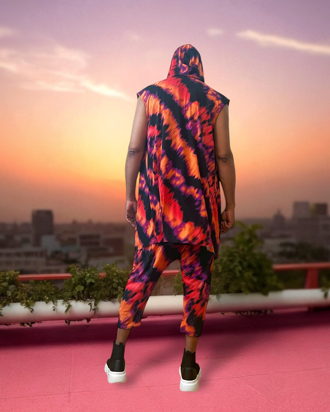 Festival Hooded Cardigan And Jogger Set – BurningMan | Tribal Print Men’s Festival Wear | Sleeveless Hoodie & Matching Pants | Rave Clothing (Copy)