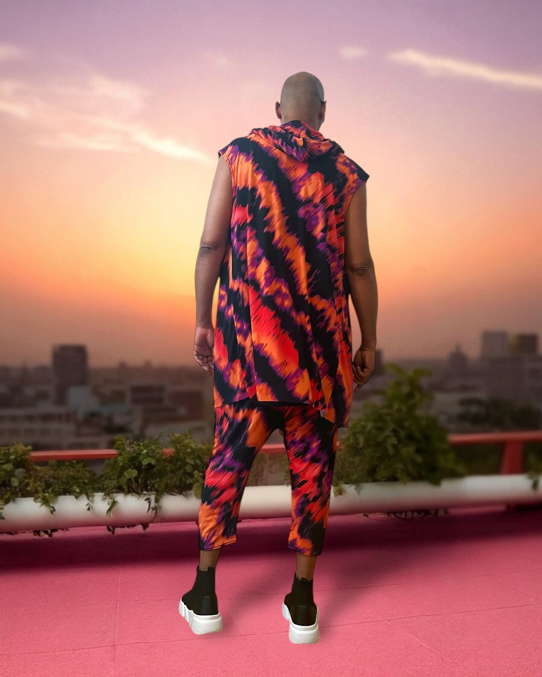 Festival Hooded Cardigan And Jogger Set – BurningMan | Tribal Print Men’s Festival Wear | Sleeveless Hoodie & Matching Pants | Rave Clothing (Copy)