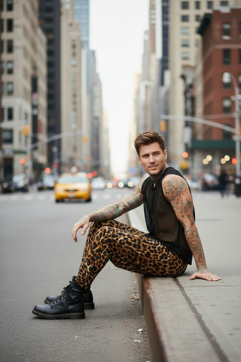 Dropped Crotch Jogger Pants | Cheetah Printed Harem Pants | Elastic Waist and Side Pockets