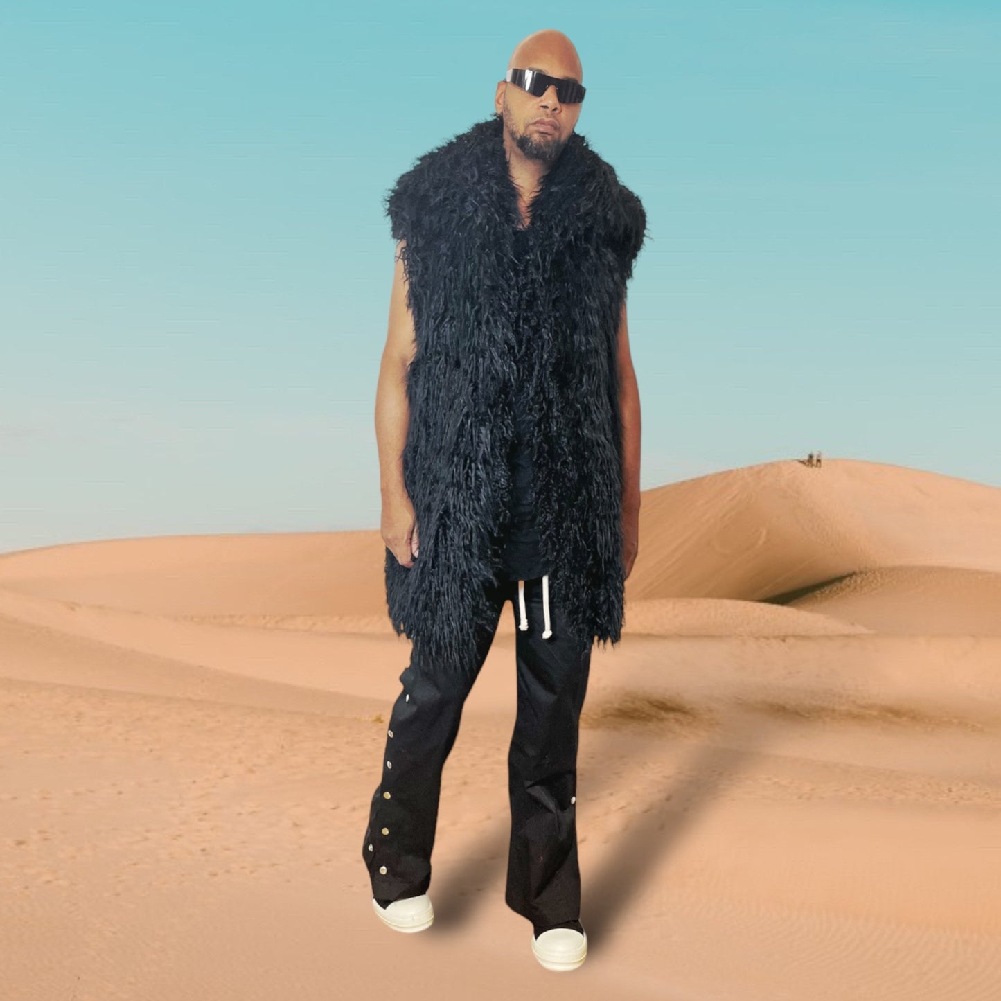 Black Mongolian Lamb Faux Fur Vest