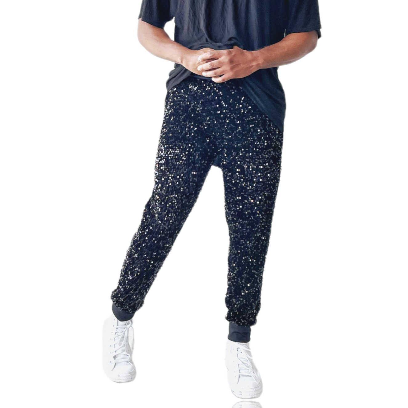 Black Velvet Sequin Jogger