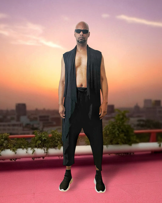 Men’s Drop Crotch Black Harem Pants | Futuristic Festival Pants | Urban Ninja Streetwear | Burning Man Outfit