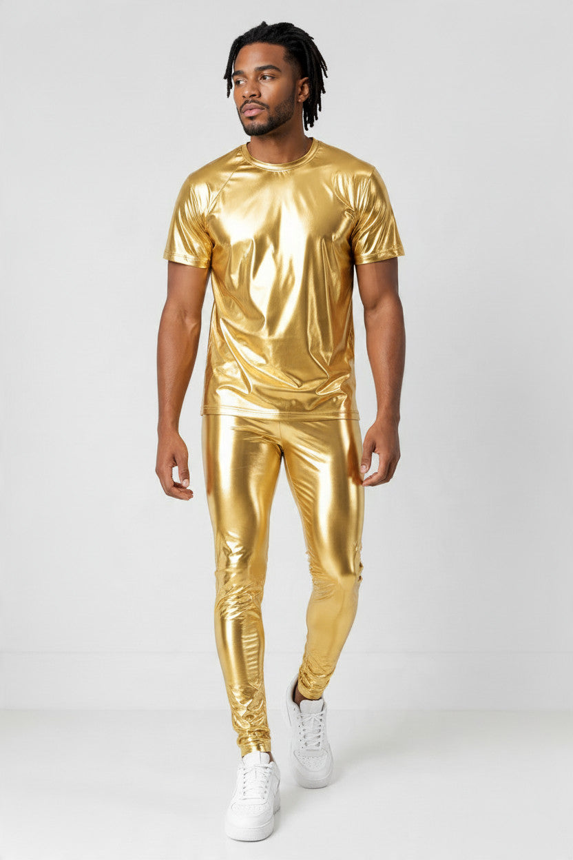 Metallic Legging | Coated Spandex | Gold | Unisex Burningman Eventwear Costum