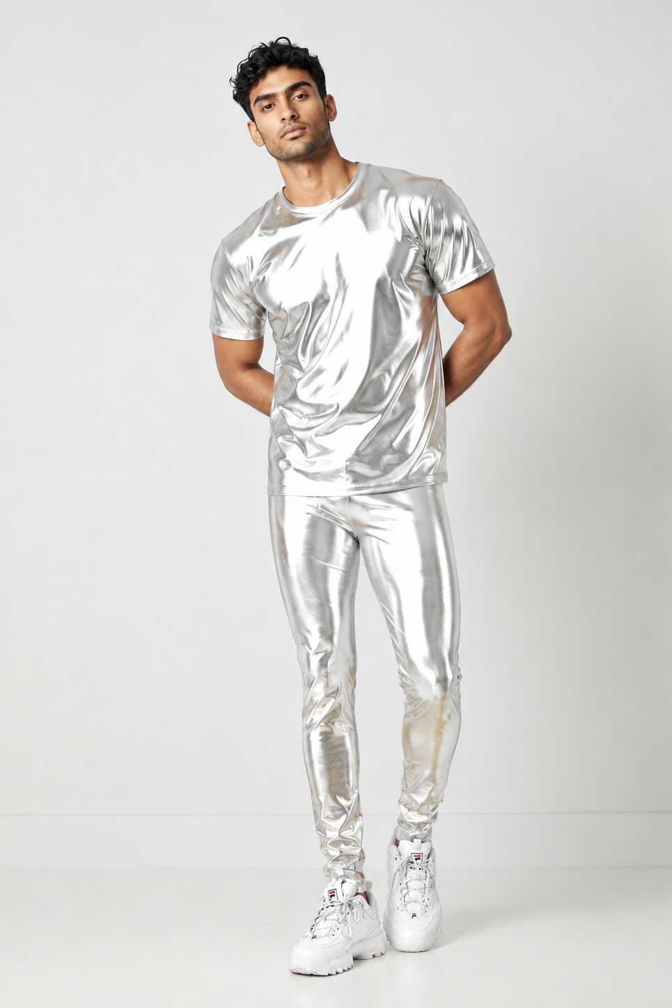 Metallic Legging | Coated Spandex | Silver | Unisex Burningman Eventwear Costume