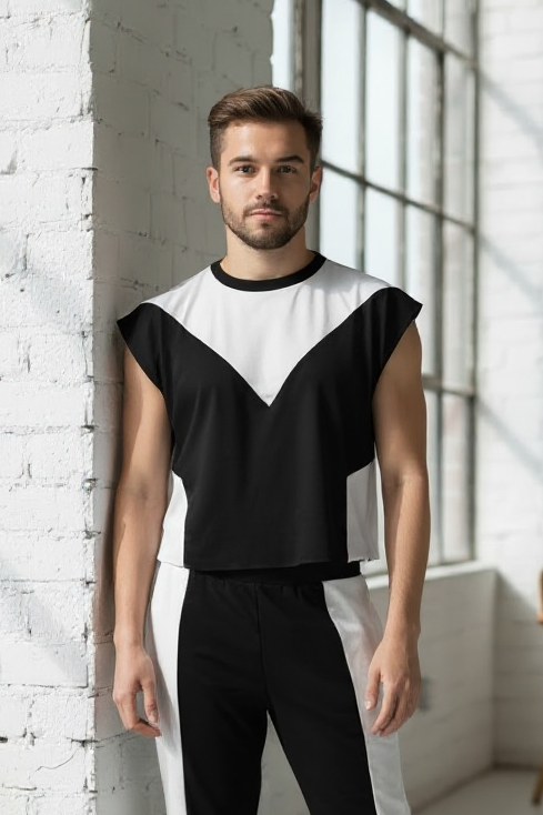 Unisex Colorblock Techwear Set | Sleeveless Top & Joggers Size