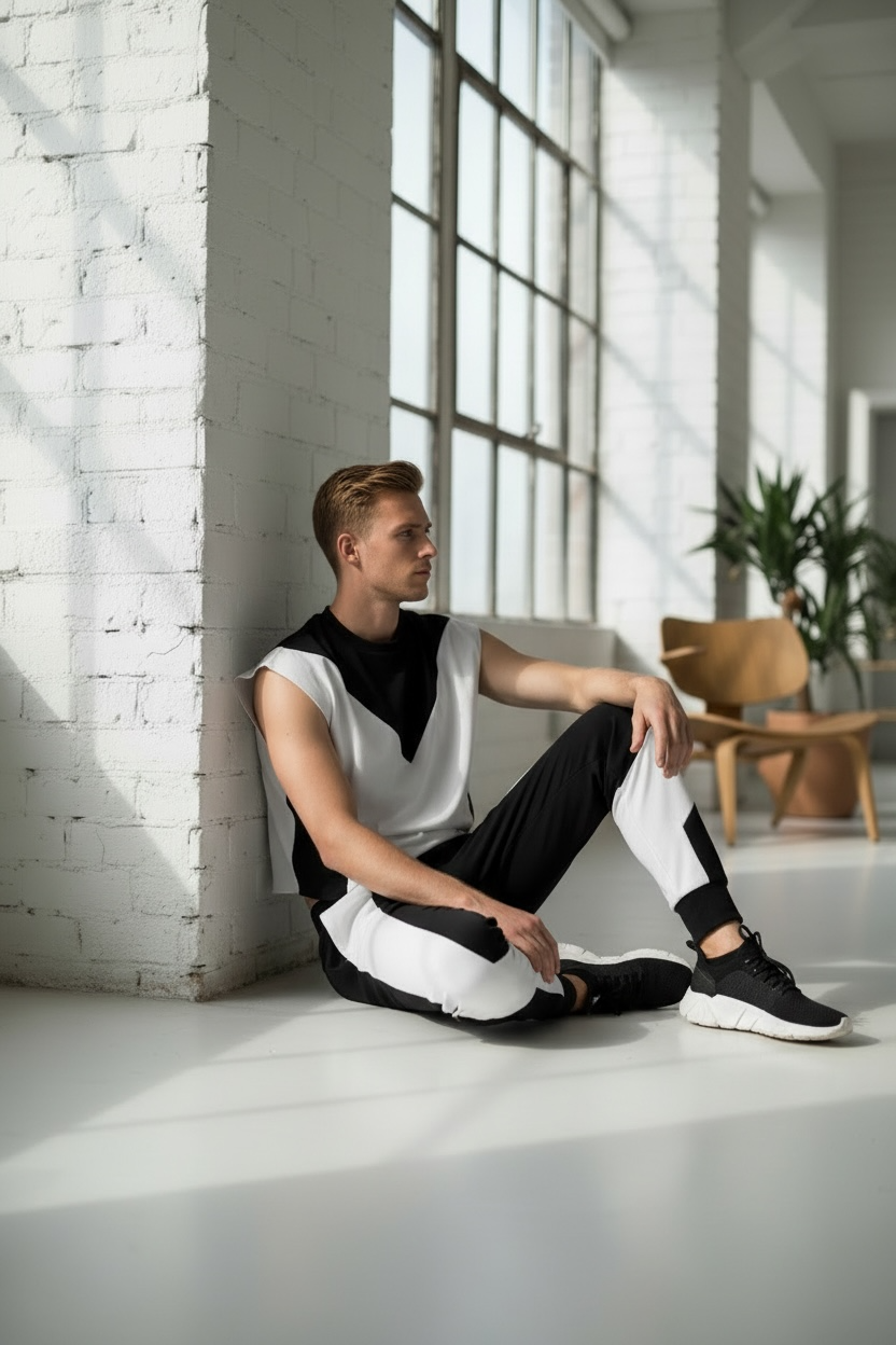 Unisex Colorblock Techwear Set | Sleeveless Top & Joggers Size