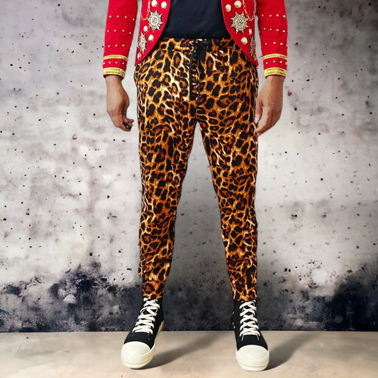 Slim Cut Jogger Pants | Cheetah Printed Pants | Elastic Waist and Side Pockets