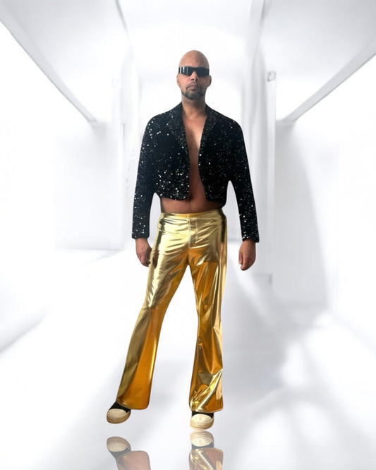 Flared Legging Jeans | Coated Spandex | Pull On Pant | Men's Elastic Waist | Bootcut