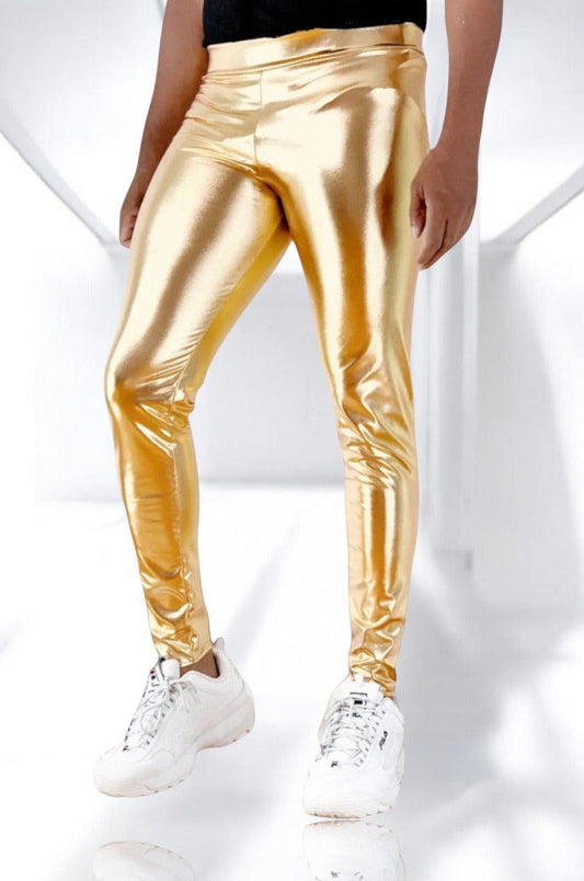 Metallic Legging | Coated Spandex | Gold | Unisex Mens
