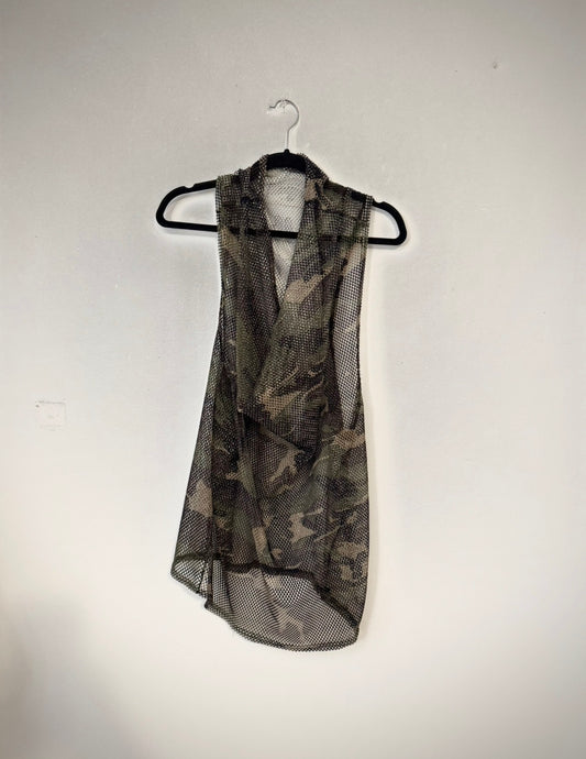 Cowlneck Camo Printed Mesh Tank Top Size M 40 to 44 Chest Racer Back