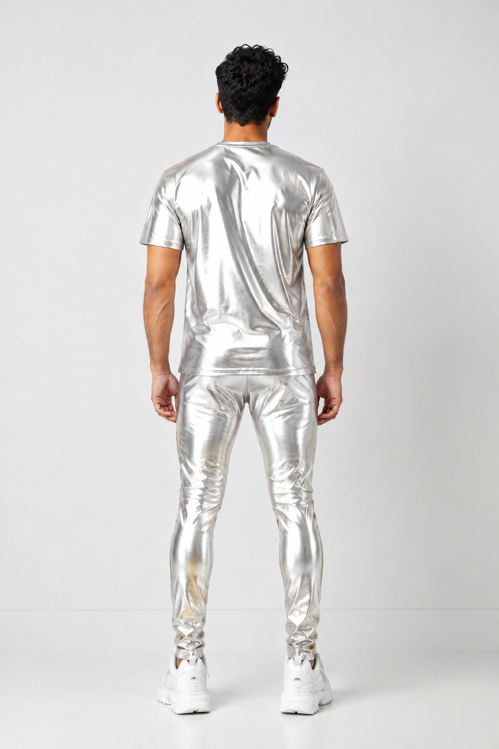 Metallic Legging | Coated Spandex | Silver | Unisex Burningman Eventwear Costume