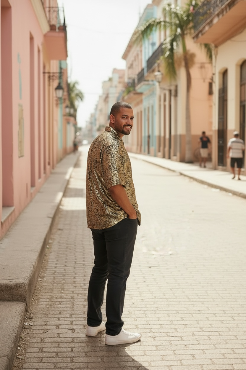 Metallic Gold Velvet Bowling Shirt | Luxury Hawaiian Shirt | Men’s Statement Shirt | Resort Wear | Party Shirt | Festival Outfit