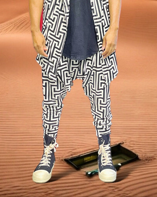 Blk/Wht Maze Print Festival Joggers (Pants)