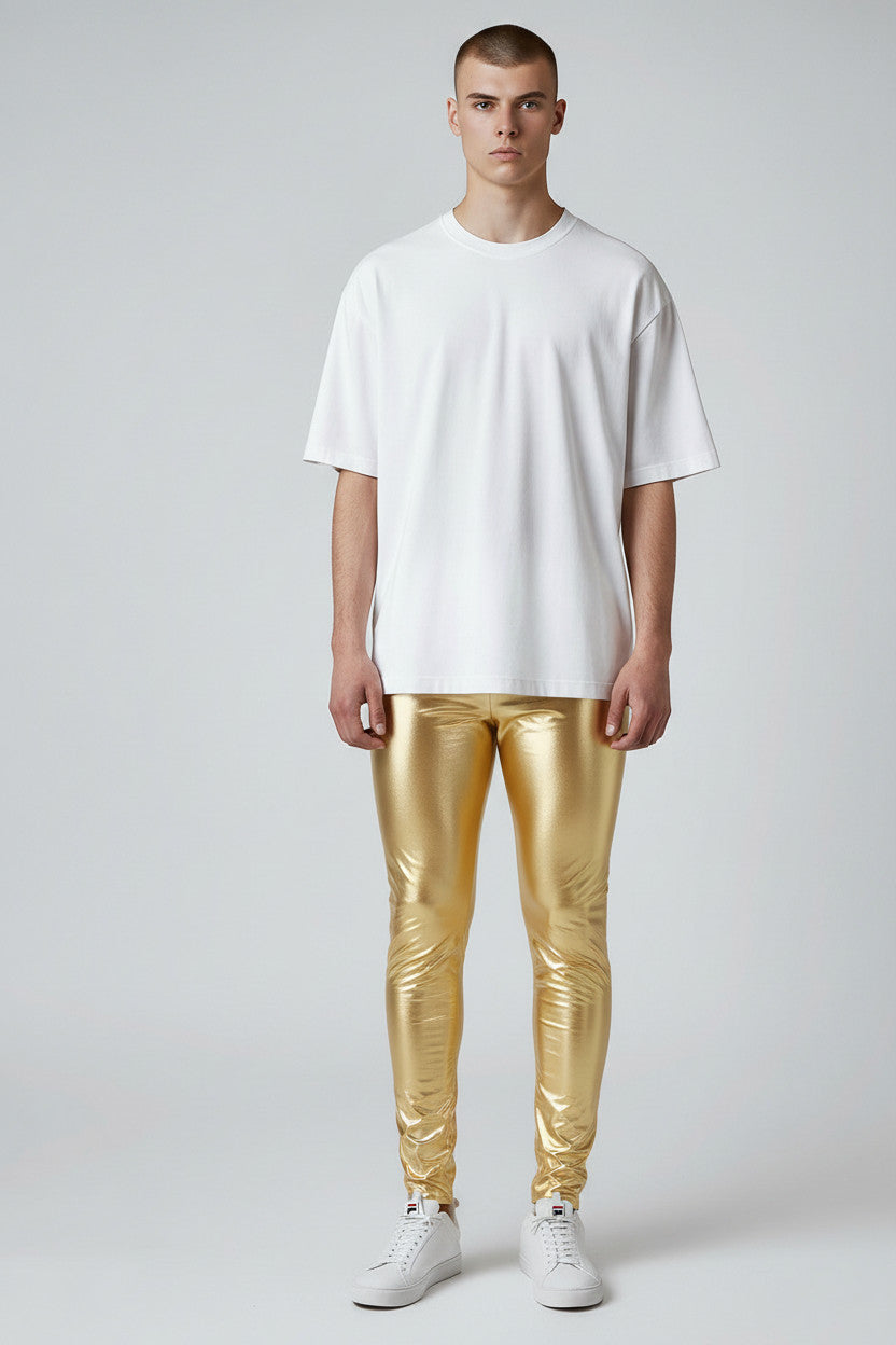 Metallic Legging | Coated Spandex | Gold | Unisex Mens