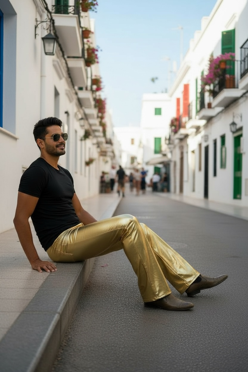 Flared Legging Jeans | Coated Spandex  | Pull On Pant | Men's Elastic Waist | Bootcut