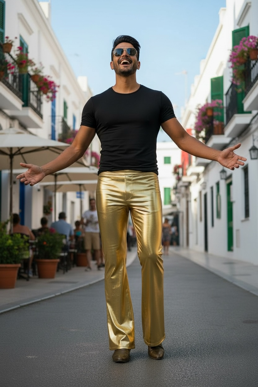 Flared Legging Jeans | Coated Spandex  | Pull On Pant | Men's Elastic Waist | Bootcut