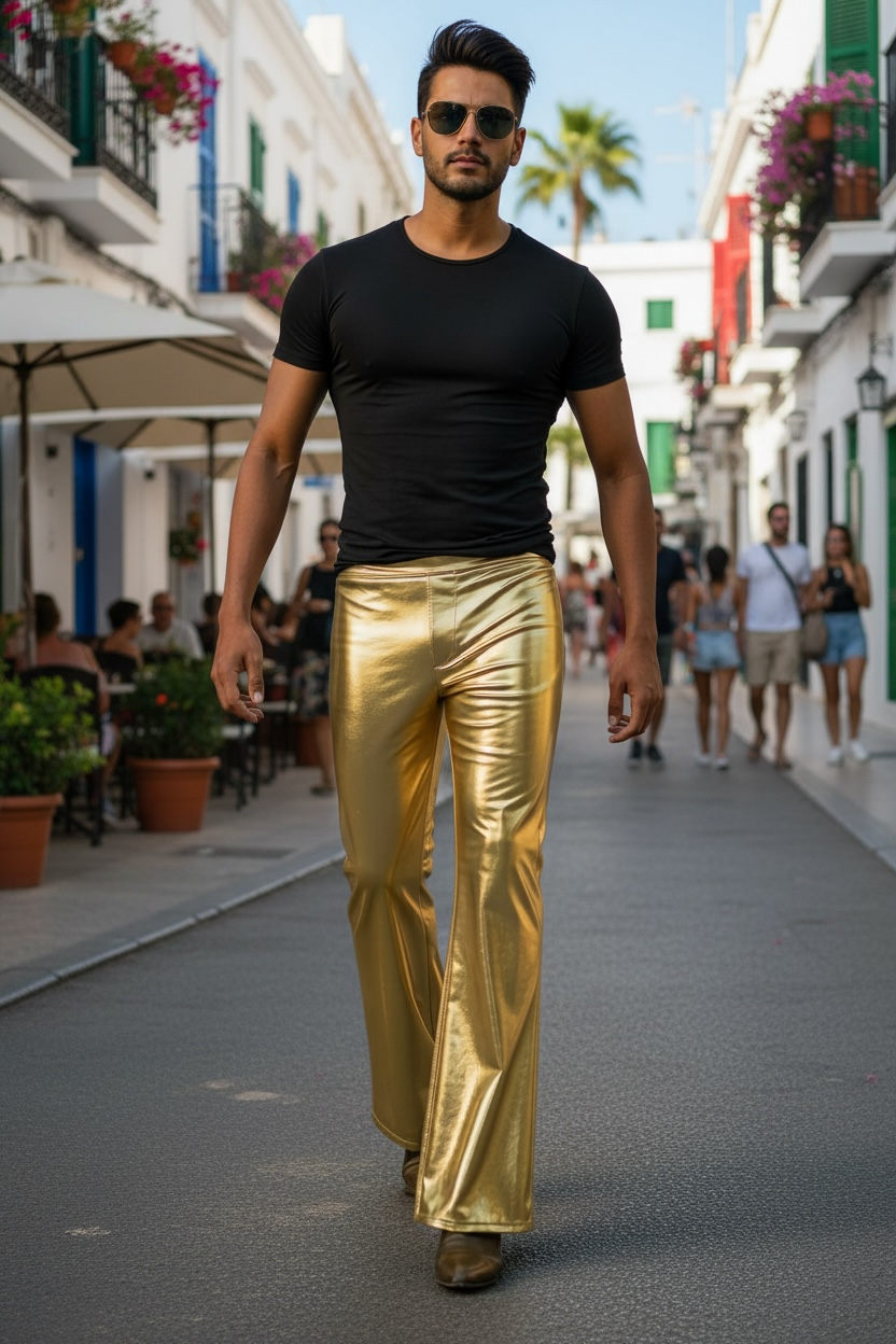 Flared Legging Jeans | Coated Spandex  | Pull On Pant | Men's Elastic Waist | Bootcut