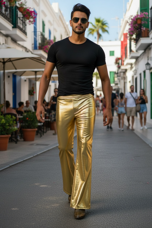 Flared Legging Jeans | Coated Spandex  | Pull On Pant | Men's Elastic Waist | Bootcut