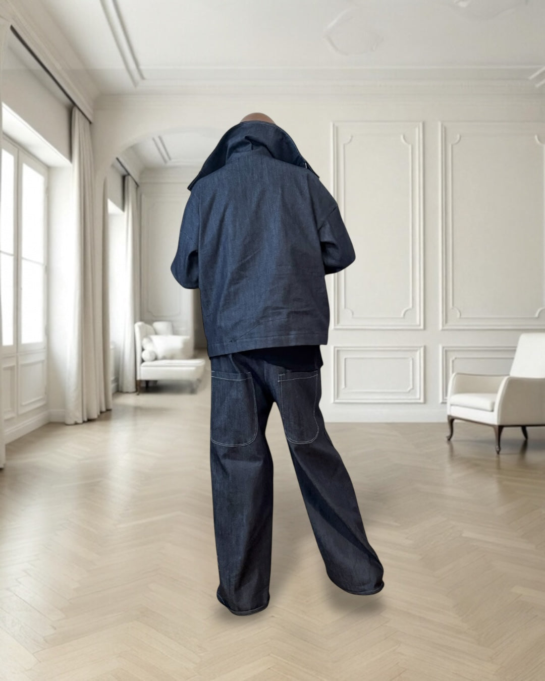 Denim Flight Jacket - Oversized Luxury Streetwear Unisex Streetwear Outerwear