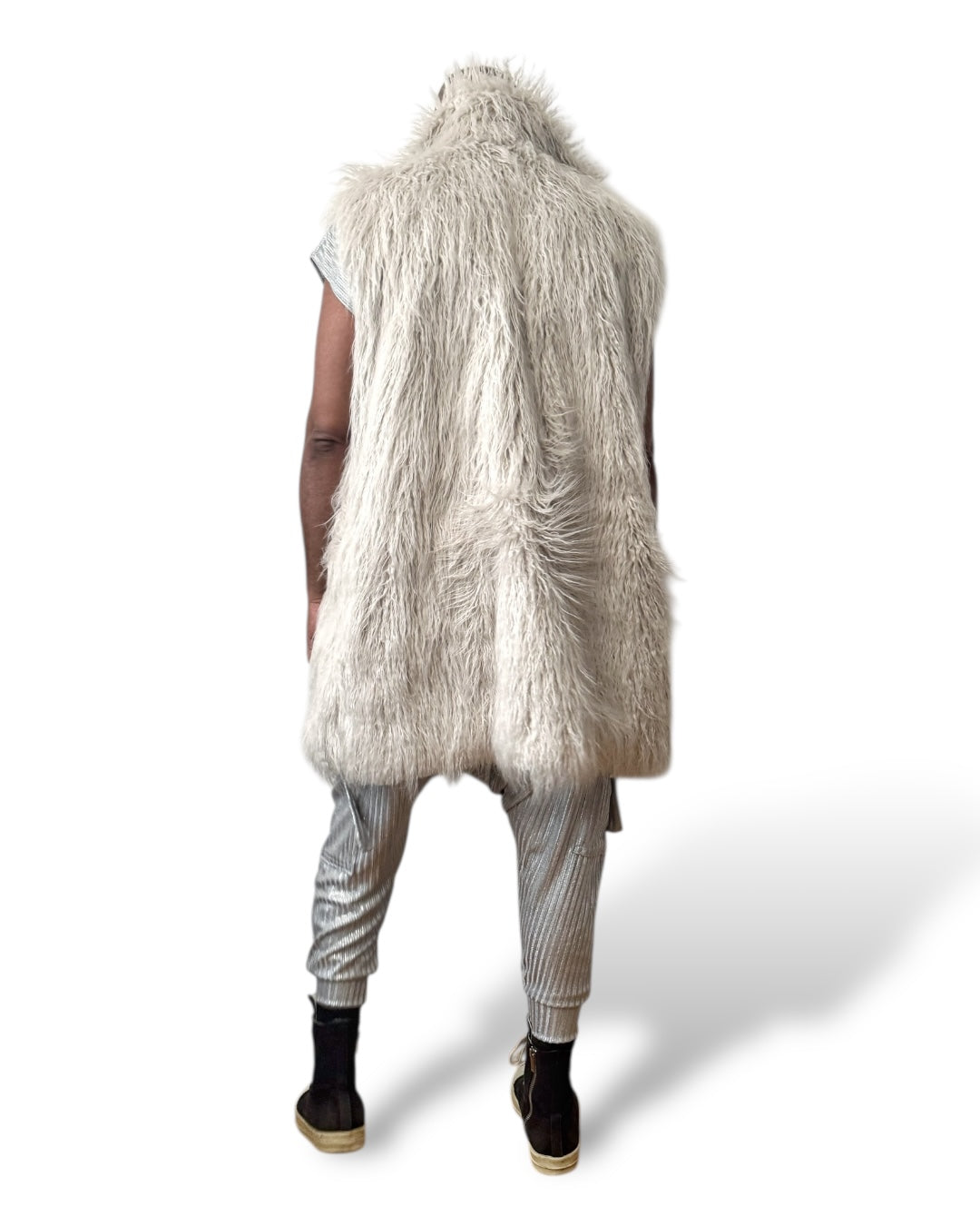 Platinum Grey Mongolian Fur Vest - Luxury Streetwear Unisex Statement Outerwear