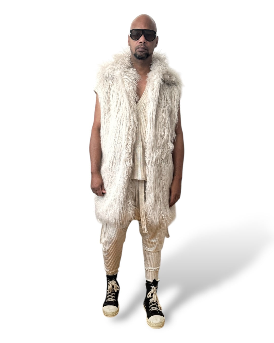 Platinum Grey Mongolian Fur Vest - Luxury Streetwear Unisex Statement Outerwear