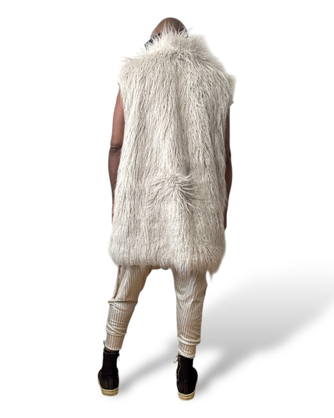 Platinum Grey Mongolian Fur Vest - Luxury Streetwear Unisex Statement Outerwear