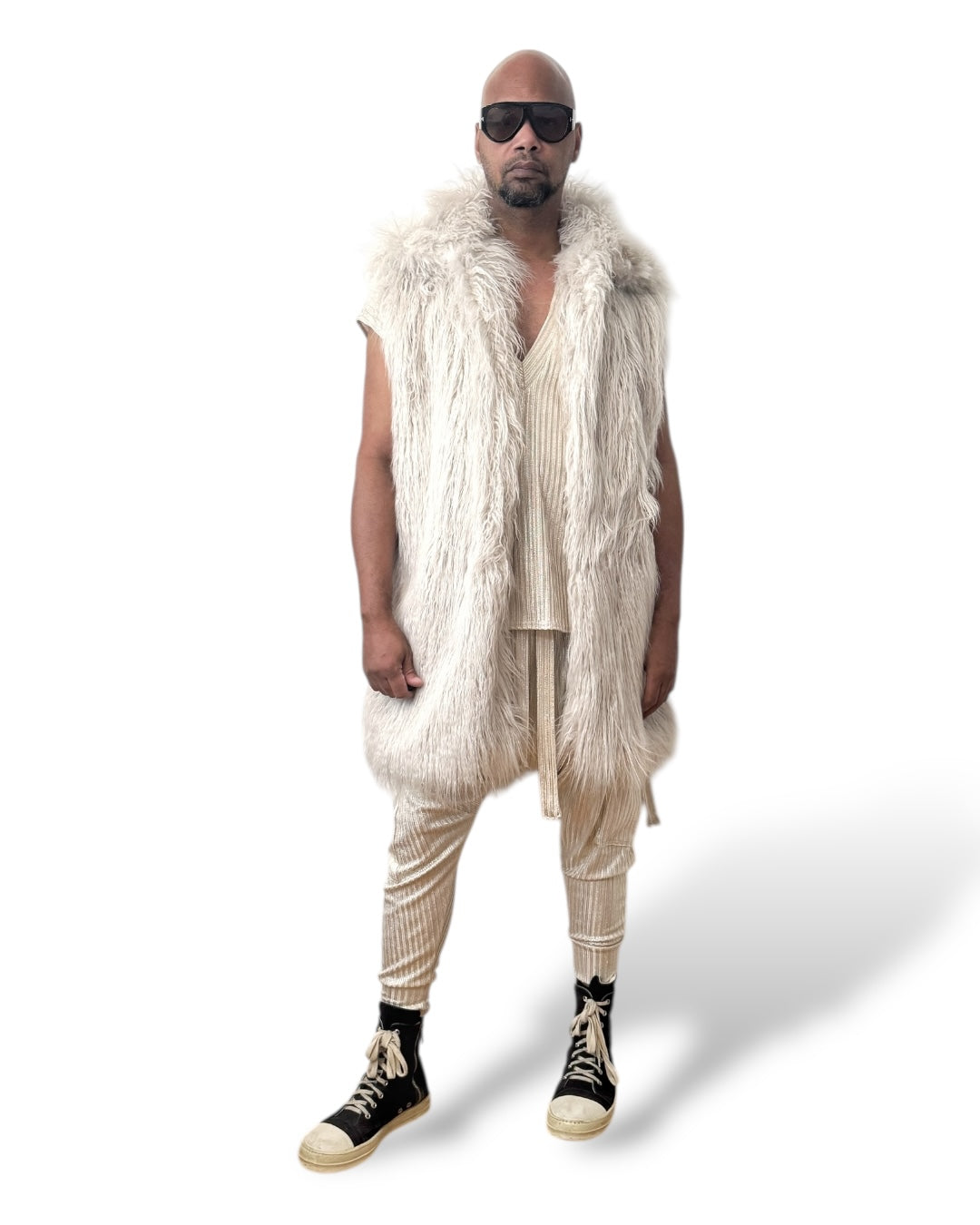 Platinum Grey Mongolian Fur Vest - Luxury Streetwear Unisex Statement Outerwear