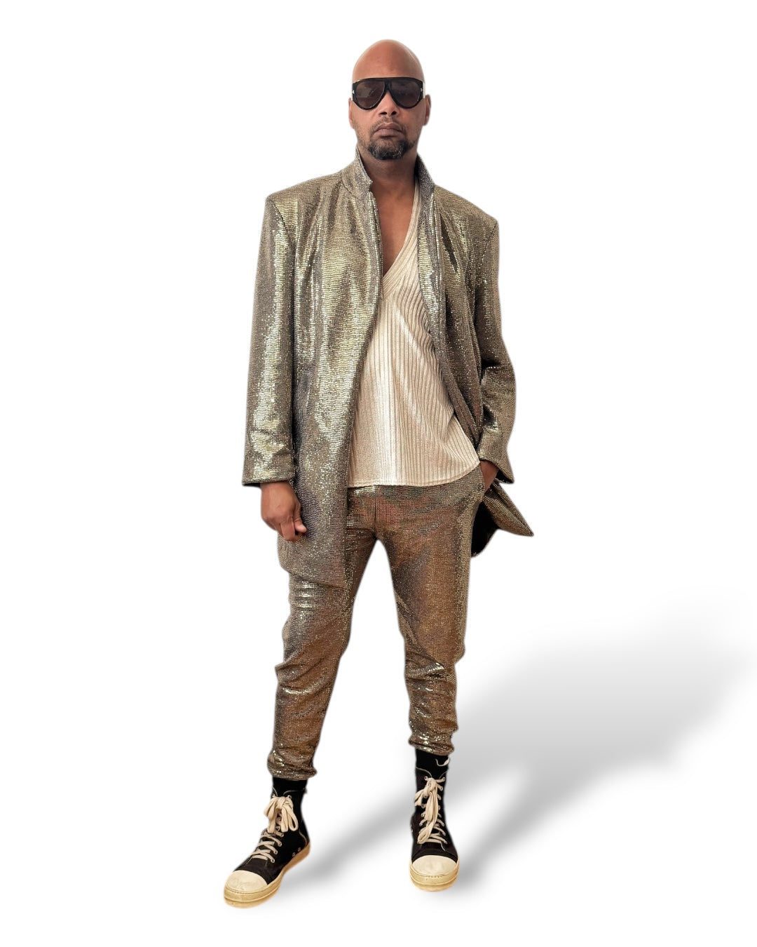 Bronze Metallic Jogger Pants | Luxury Streetwear | Unisex Reflective Trousers