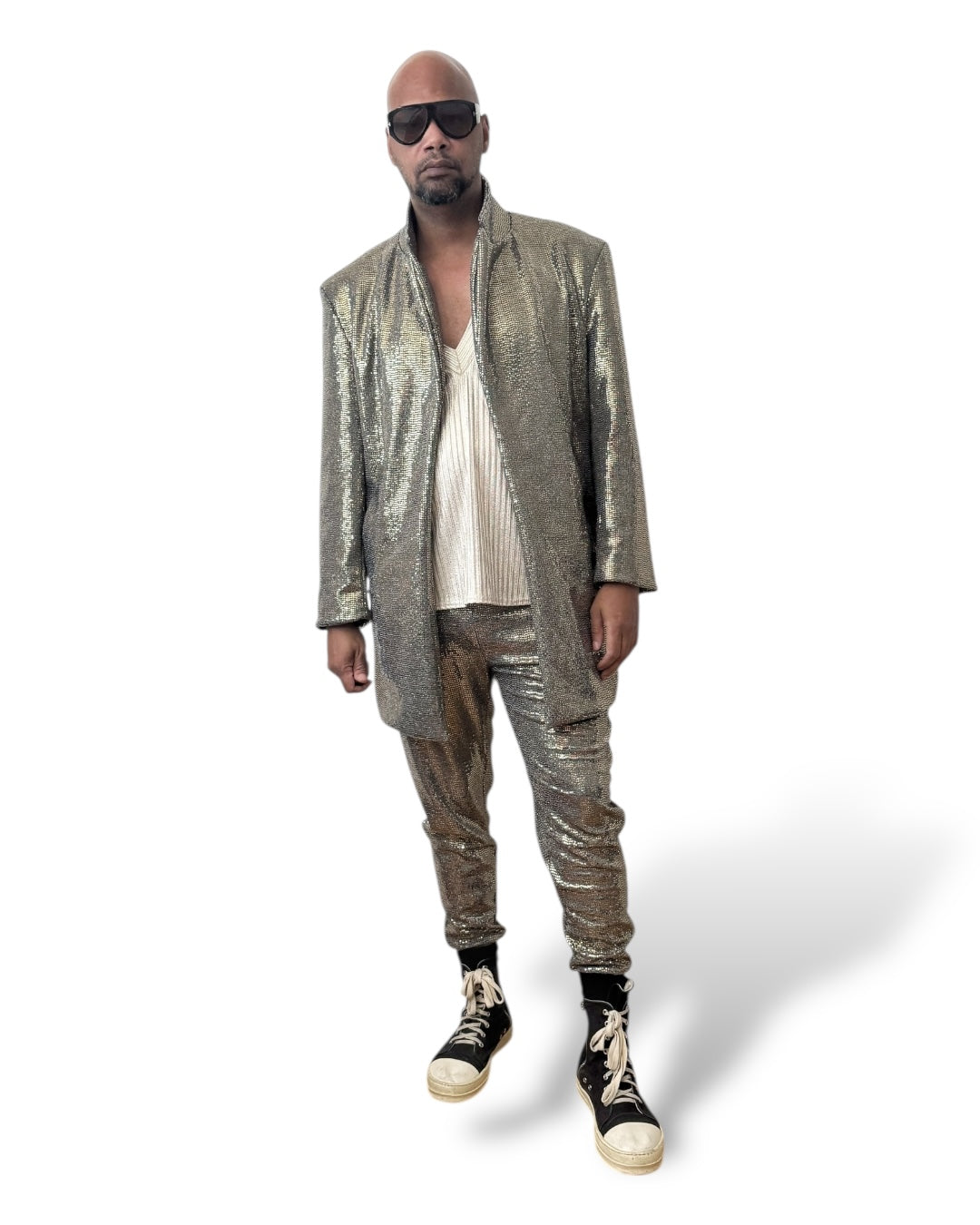 Bronze Metallic Jogger Pants | Luxury Streetwear | Unisex Reflective Trousers