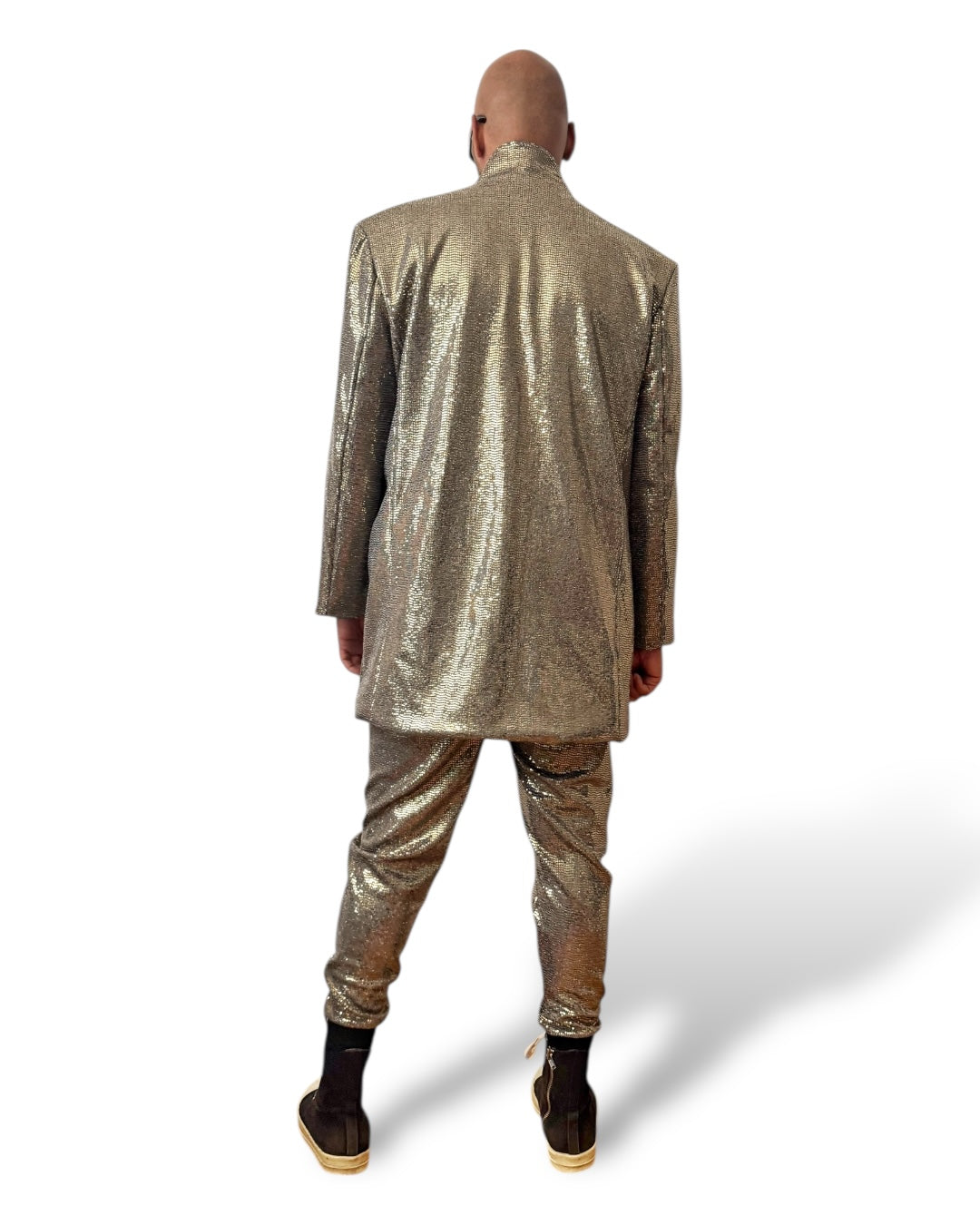 Bronze Metallic Jogger Pants | Luxury Streetwear | Unisex Reflective Trousers