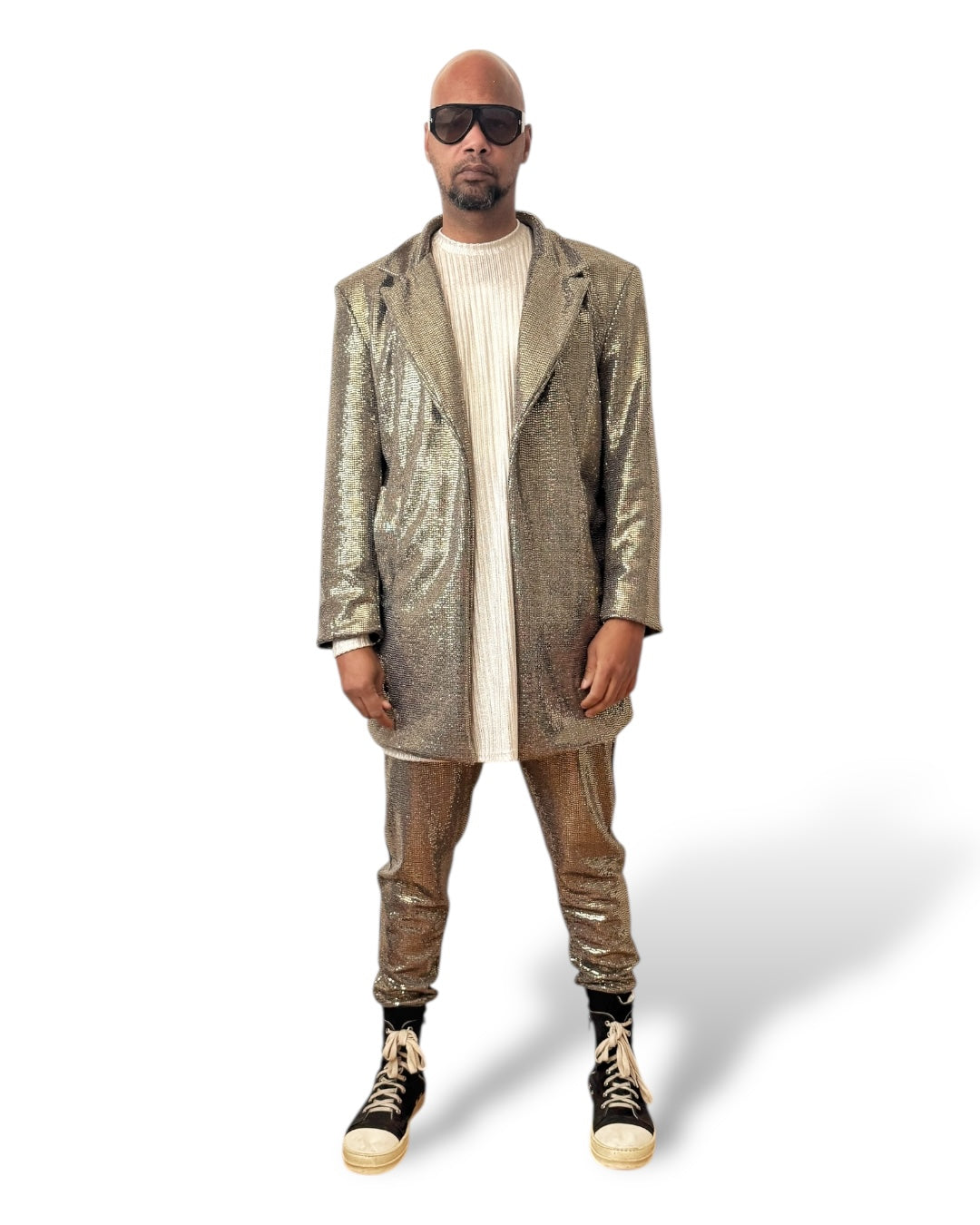 Bronze Metallic Jogger Pants | Luxury Streetwear | Unisex Reflective Trousers