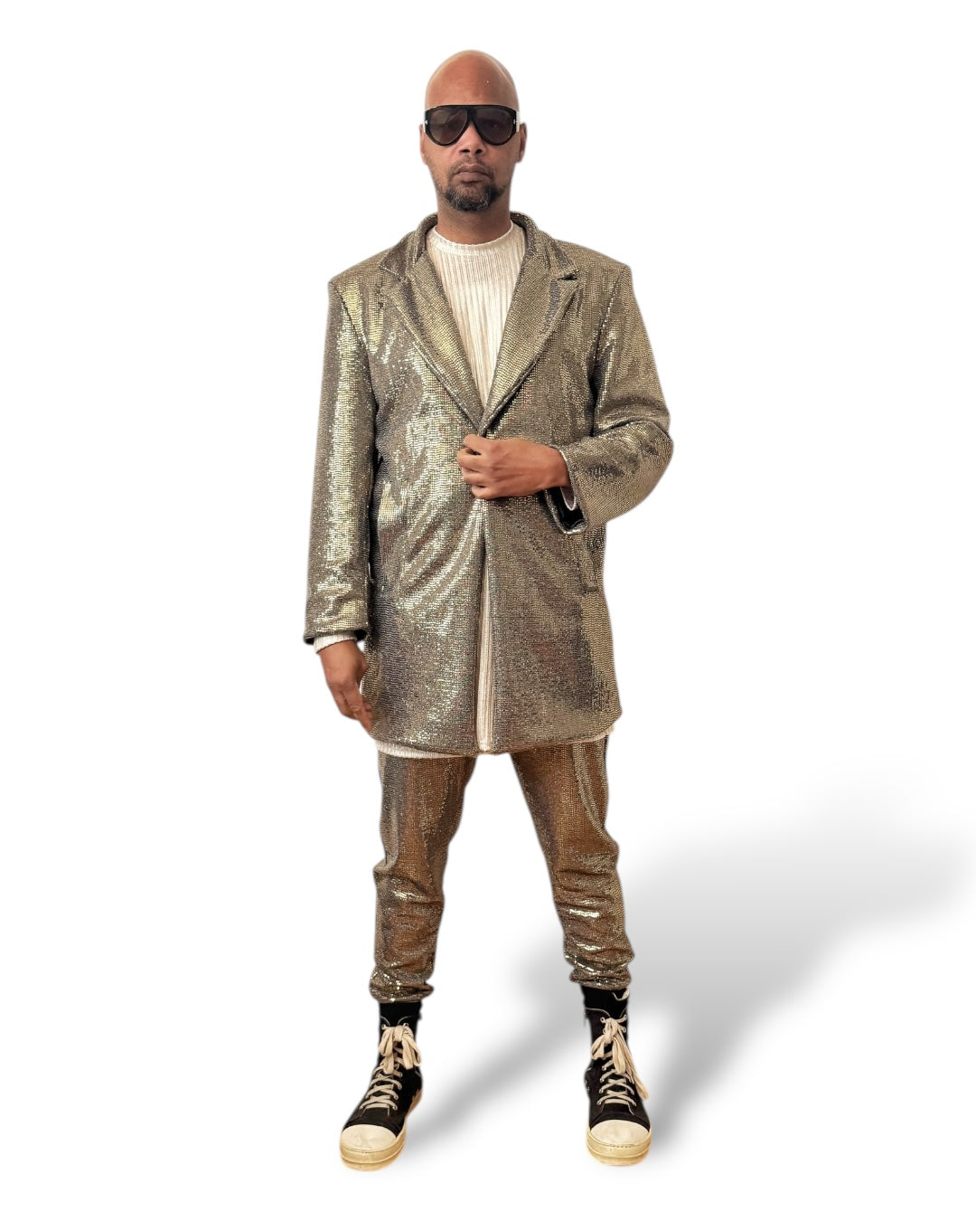 Bronze Metallic Jogger Pants | Luxury Streetwear | Unisex Reflective Trousers