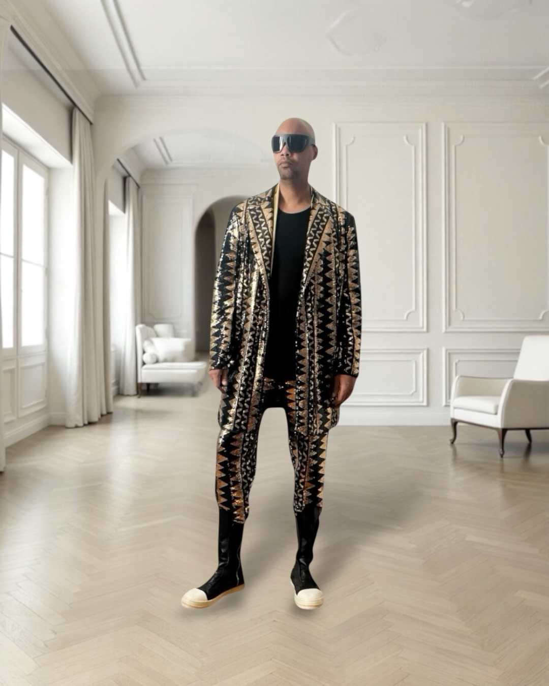 Handmade Tribal Sequins Overcoat Jacket for Unique Style