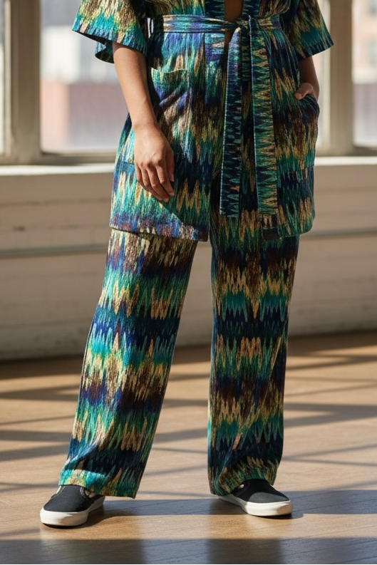 Blue Chevron Print in Blue | Wide Leg Pant (Pant Only)