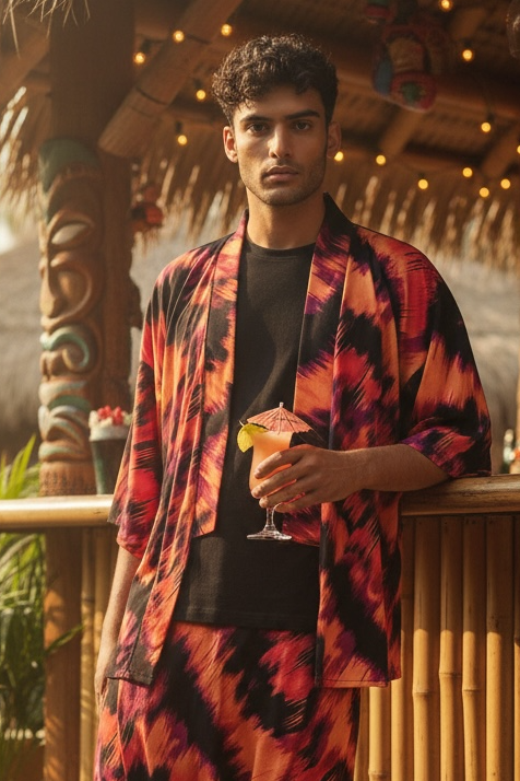 Fireside Jersey Printed Kimono (Top Only)