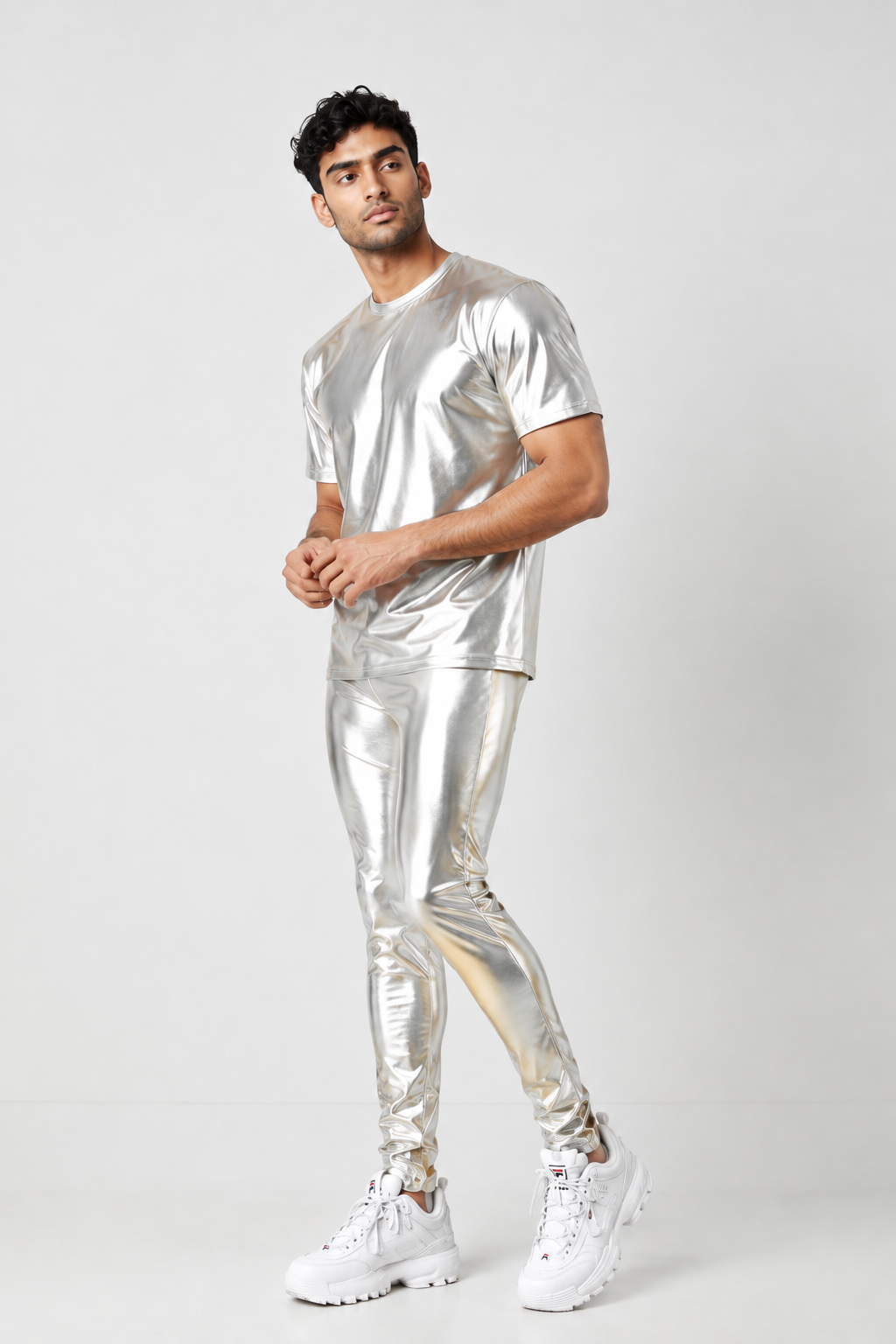 Metallic Legging | Coated Spandex | Silver | Unisex Burningman Eventwear Costume