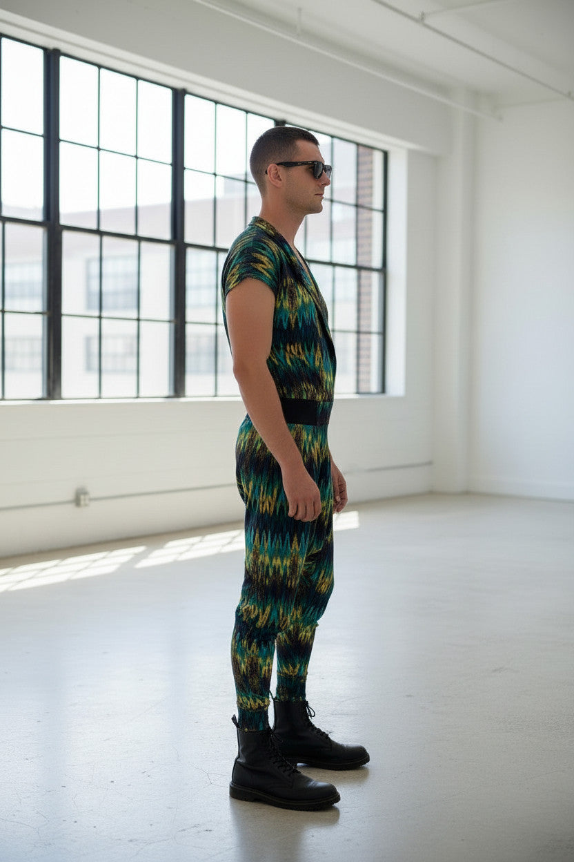 Men’s Hooded Jumpsuit | Avant Garde Drop Crotch Romper | Festival Outfit | Streetwear One Piece | Tie Dye Statement Look (Copy)