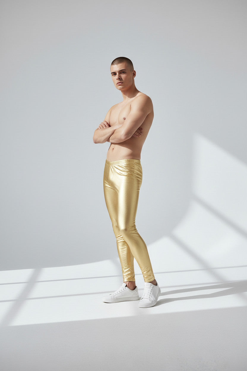 Metallic Legging | Coated Spandex | Gold | Unisex Mens