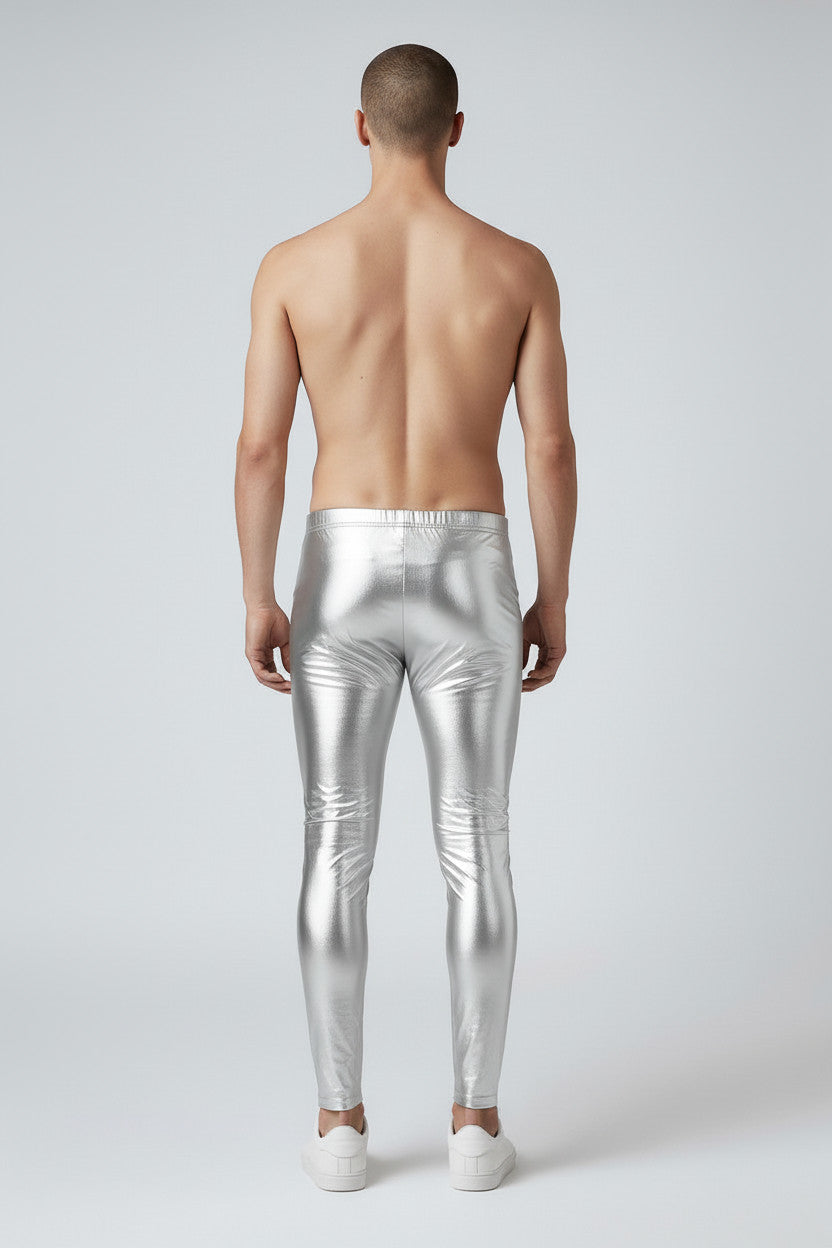 Metallic Legging | Coated Spandex | Silver | Unisex Mens