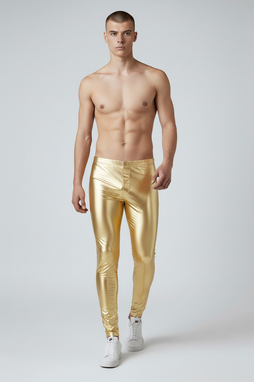 Metallic Legging | Coated Spandex | Gold | Unisex Mens