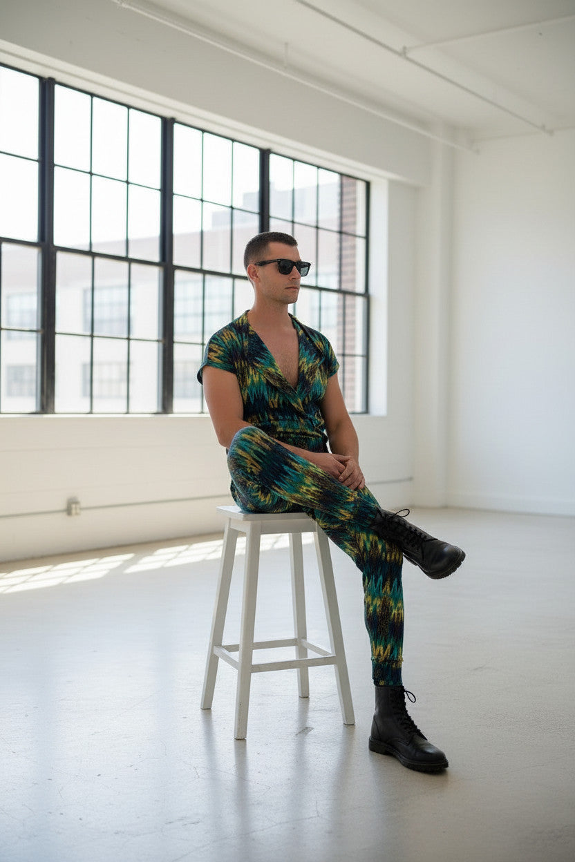 Men’s Hooded Jumpsuit | Avant Garde Drop Crotch Romper | Festival Outfit | Streetwear One Piece | Tie Dye Statement Look (Copy)