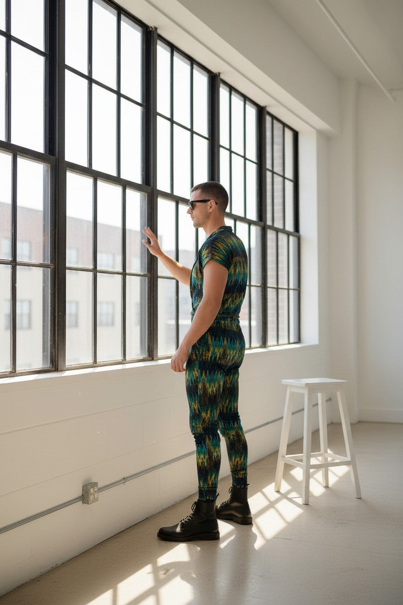 Men’s Hooded Jumpsuit | Avant Garde Drop Crotch Romper | Festival Outfit | Streetwear One Piece | Tie Dye Statement Look (Copy)