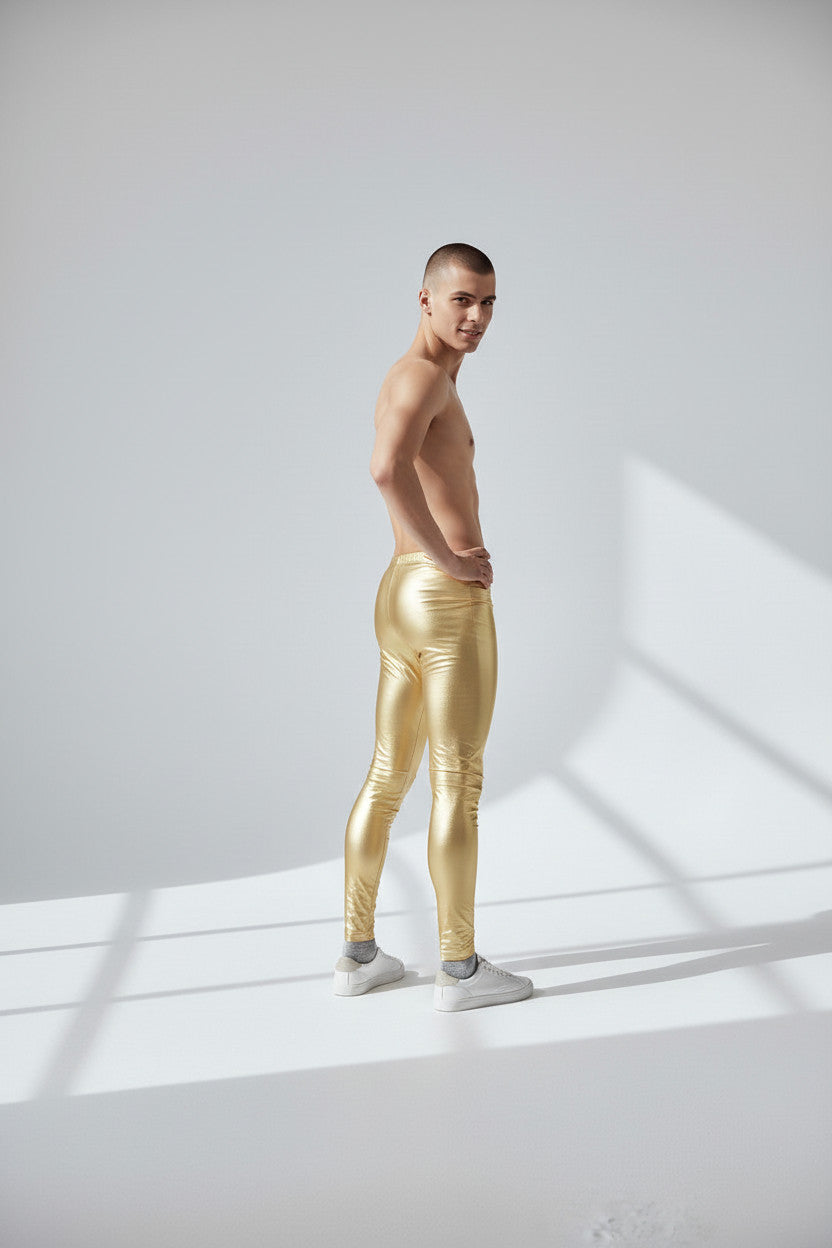 Metallic Legging | Coated Spandex | Gold | Unisex Mens