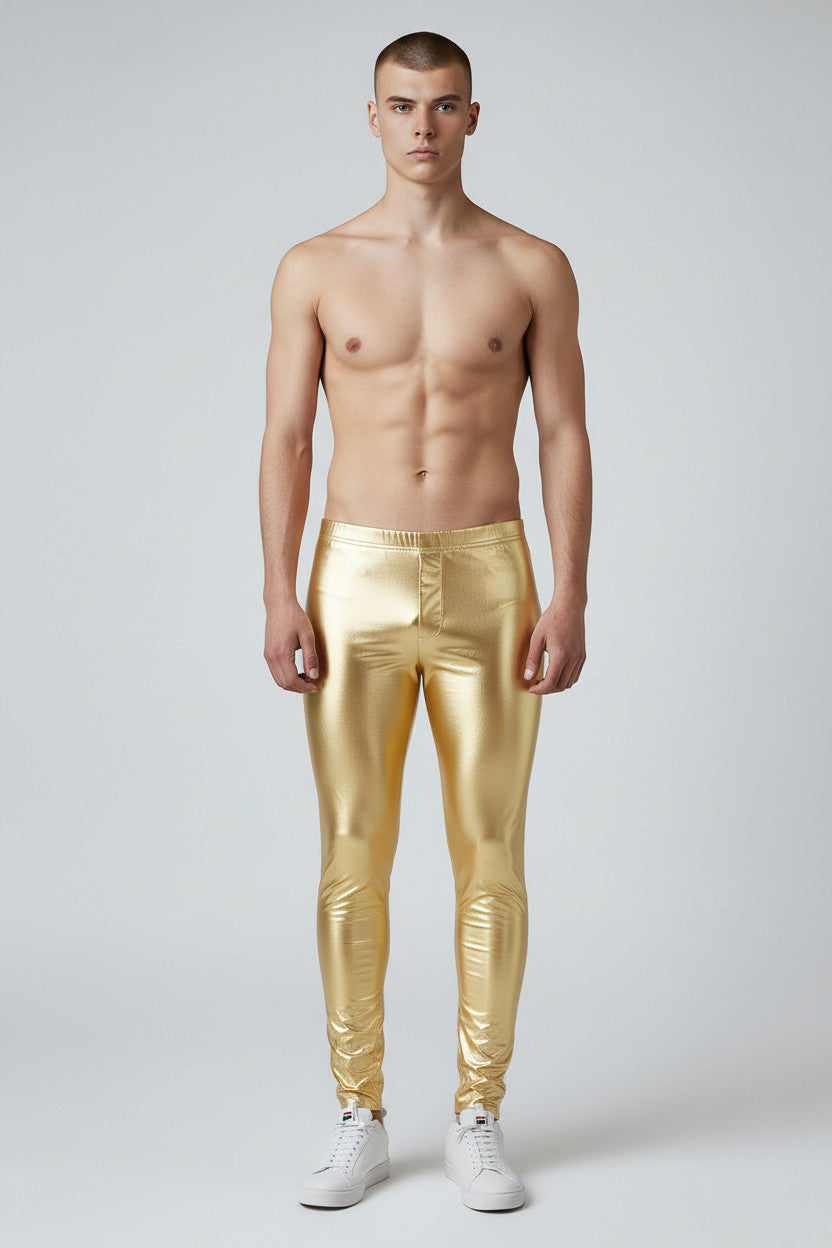 Metallic Legging | Coated Spandex | Gold | Unisex Mens