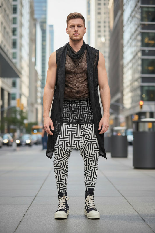 Blk/Wht Maze Print Festival Joggers (Pants)